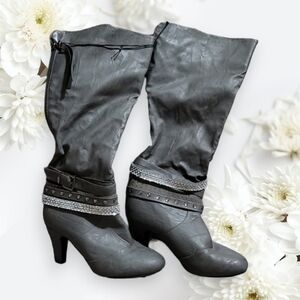 Vanity 3" heel Grey slouch boot with bling size 9 New with tags